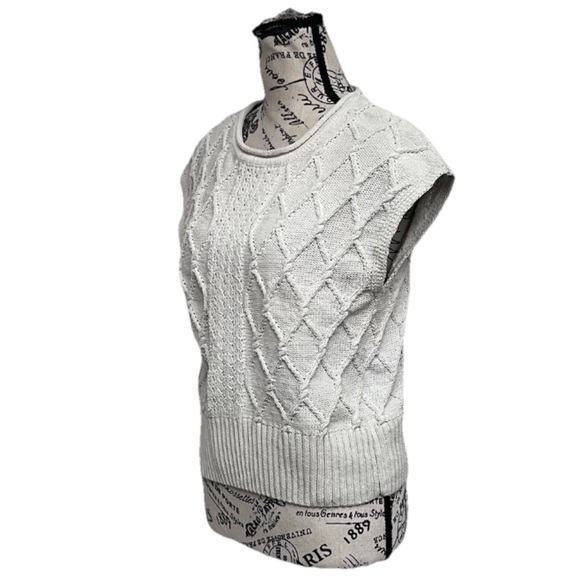 Rachel Zoe Ivory Cable Knit Sweater Vest Women’s XS | Fisherman Anglercore - Picture 3 of 10